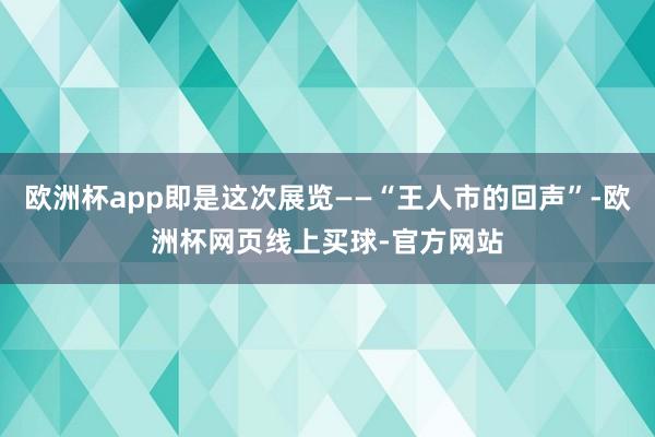 欧洲杯app即是这次展览——“王人市的回声”-欧洲杯网页线上买球-官方网站