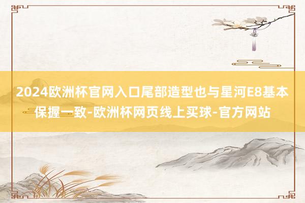 2024欧洲杯官网入口尾部造型也与星河E8基本保握一致-欧洲杯网页线上买球-官方网站