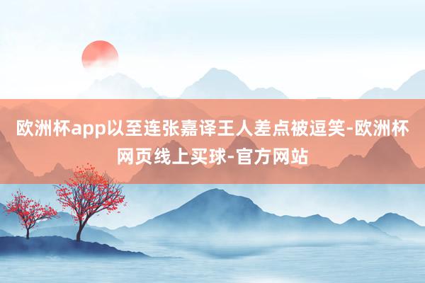 欧洲杯app以至连张嘉译王人差点被逗笑-欧洲杯网页线上买球-官方网站