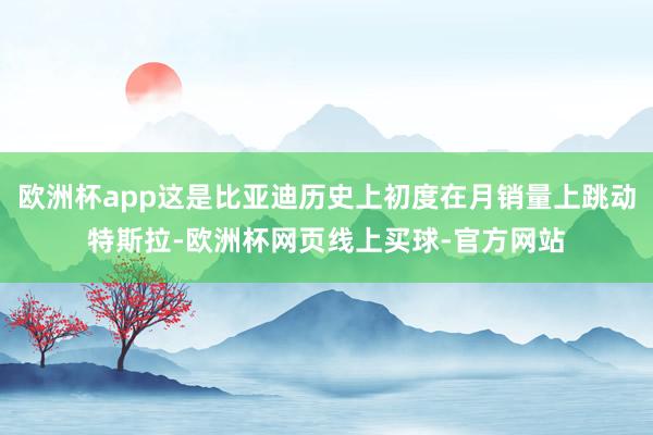 欧洲杯app这是比亚迪历史上初度在月销量上跳动特斯拉-欧洲杯网页线上买球-官方网站