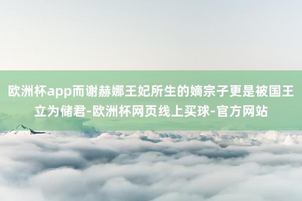 欧洲杯app而谢赫娜王妃所生的嫡宗子更是被国王立为储君-欧洲杯网页线上买球-官方网站