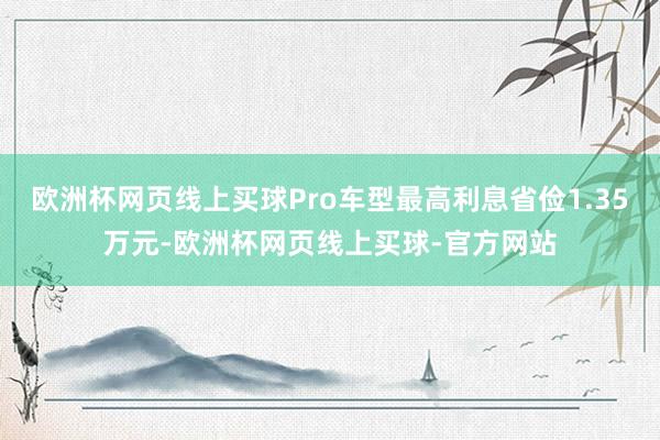 欧洲杯网页线上买球Pro车型最高利息省俭1.35万元-欧洲杯网页线上买球-官方网站