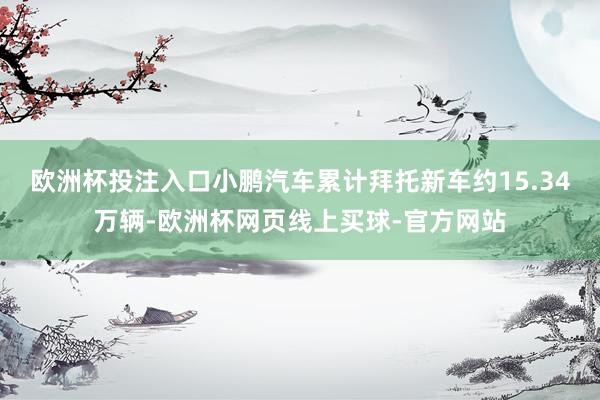 欧洲杯投注入口小鹏汽车累计拜托新车约15.34万辆-欧洲杯网页线上买球-官方网站