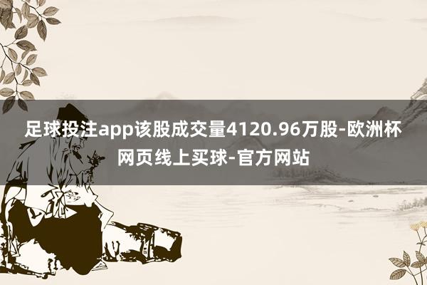 足球投注app该股成交量4120.96万股-欧洲杯网页线上买球-官方网站