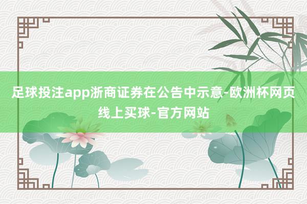 足球投注app浙商证券在公告中示意-欧洲杯网页线上买球-官方网站