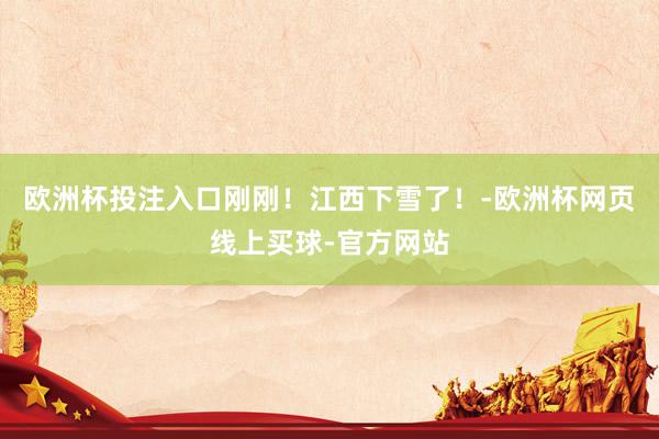 欧洲杯投注入口刚刚！江西下雪了！-欧洲杯网页线上买球-官方网站