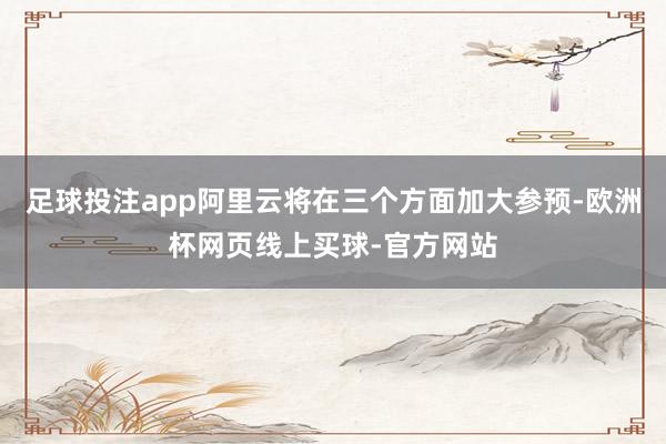 足球投注app阿里云将在三个方面加大参预-欧洲杯网页线上买球-官方网站