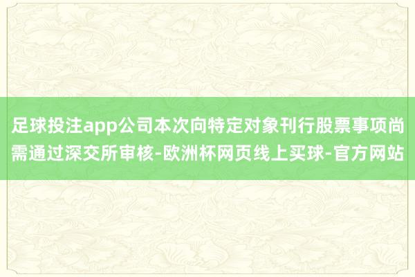 足球投注app公司本次向特定对象刊行股票事项尚需通过深交所审核-欧洲杯网页线上买球-官方网站
