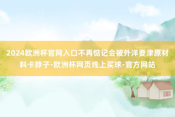 2024欧洲杯官网入口不再惦记会被外洋要津原材料卡脖子-欧洲杯网页线上买球-官方网站