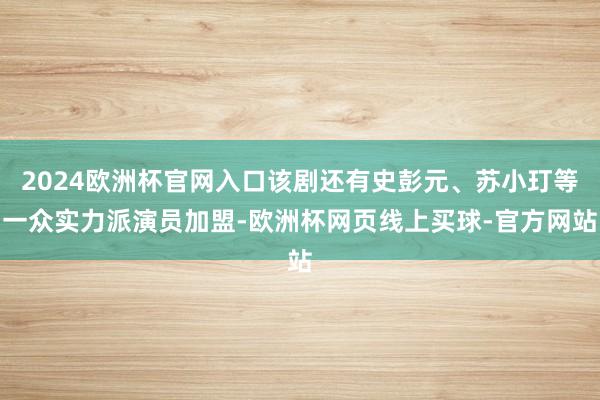 2024欧洲杯官网入口该剧还有史彭元、苏小玎等一众实力派演员加盟-欧洲杯网页线上买球-官方网站