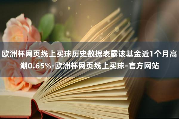 欧洲杯网页线上买球历史数据表露该基金近1个月高潮0.65%-欧洲杯网页线上买球-官方网站