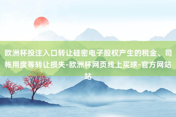 欧洲杯投注入口转让硅密电子股权产生的税金、司帐用度等转让损失-欧洲杯网页线上买球-官方网站