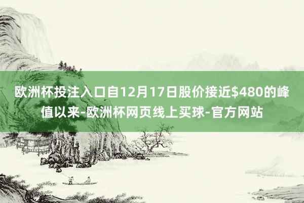 欧洲杯投注入口自12月17日股价接近$480的峰值以来-欧洲杯网页线上买球-官方网站