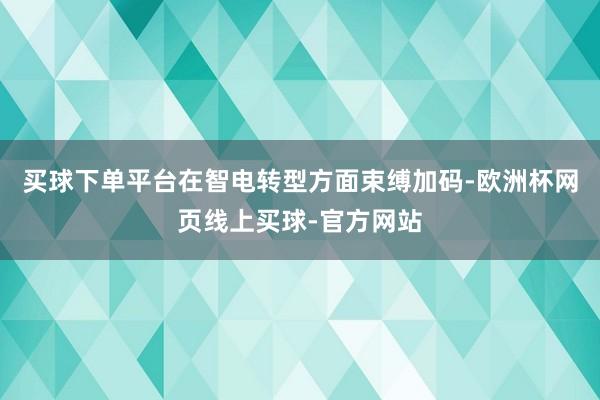 买球下单平台在智电转型方面束缚加码-欧洲杯网页线上买球-官方网站
