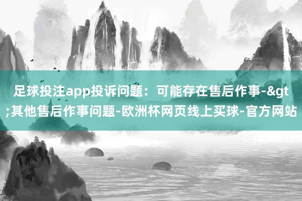 足球投注app投诉问题：可能存在售后作事->其他售后作事问题-欧洲杯网页线上买球-官方网站