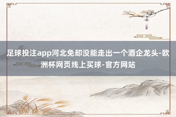 足球投注app河北免却没能走出一个酒企龙头-欧洲杯网页线上买球-官方网站