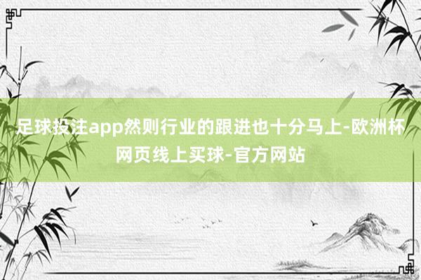 足球投注app然则行业的跟进也十分马上-欧洲杯网页线上买球-官方网站