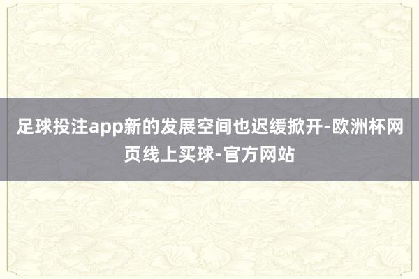 足球投注app新的发展空间也迟缓掀开-欧洲杯网页线上买球-官方网站