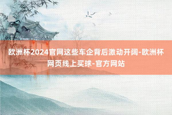 欧洲杯2024官网这些车企背后激动开阔-欧洲杯网页线上买球-官方网站