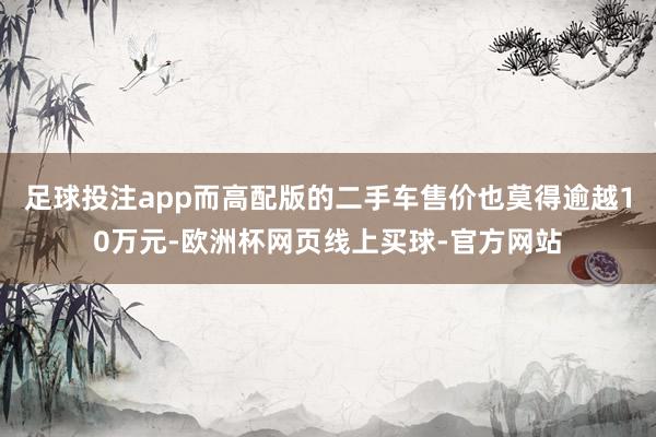 足球投注app而高配版的二手车售价也莫得逾越10万元-欧洲杯网页线上买球-官方网站