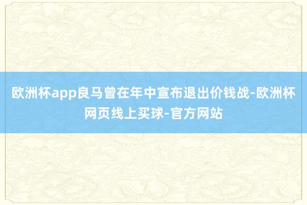 欧洲杯app良马曾在年中宣布退出价钱战-欧洲杯网页线上买球-官方网站