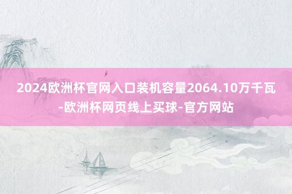 2024欧洲杯官网入口装机容量2064.10万千瓦-欧洲杯网页线上买球-官方网站