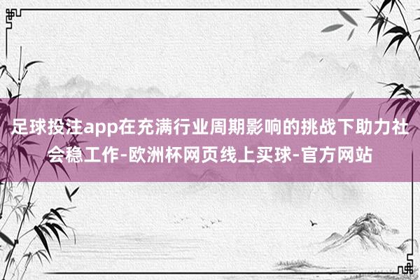 足球投注app在充满行业周期影响的挑战下助力社会稳工作-欧洲杯网页线上买球-官方网站
