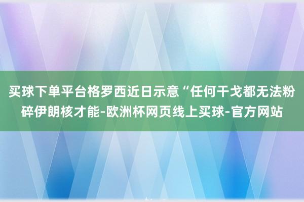 买球下单平台格罗西近日示意“任何干戈都无法粉碎伊朗核才能-欧洲杯网页线上买球-官方网站