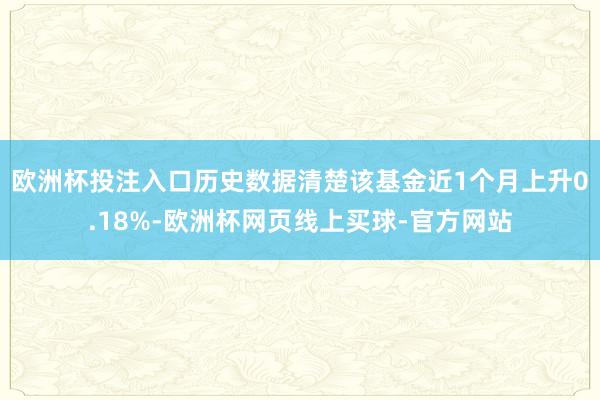 欧洲杯投注入口历史数据清楚该基金近1个月上升0.18%-欧洲杯网页线上买球-官方网站